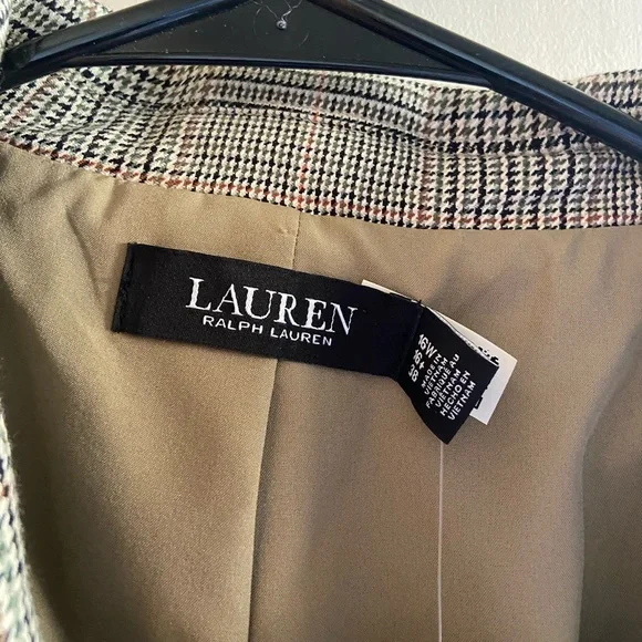 Lauren Ralph Lauren NWT Glen Plaid Cotton-Blend Twill Blazer - Picture 11 of 12